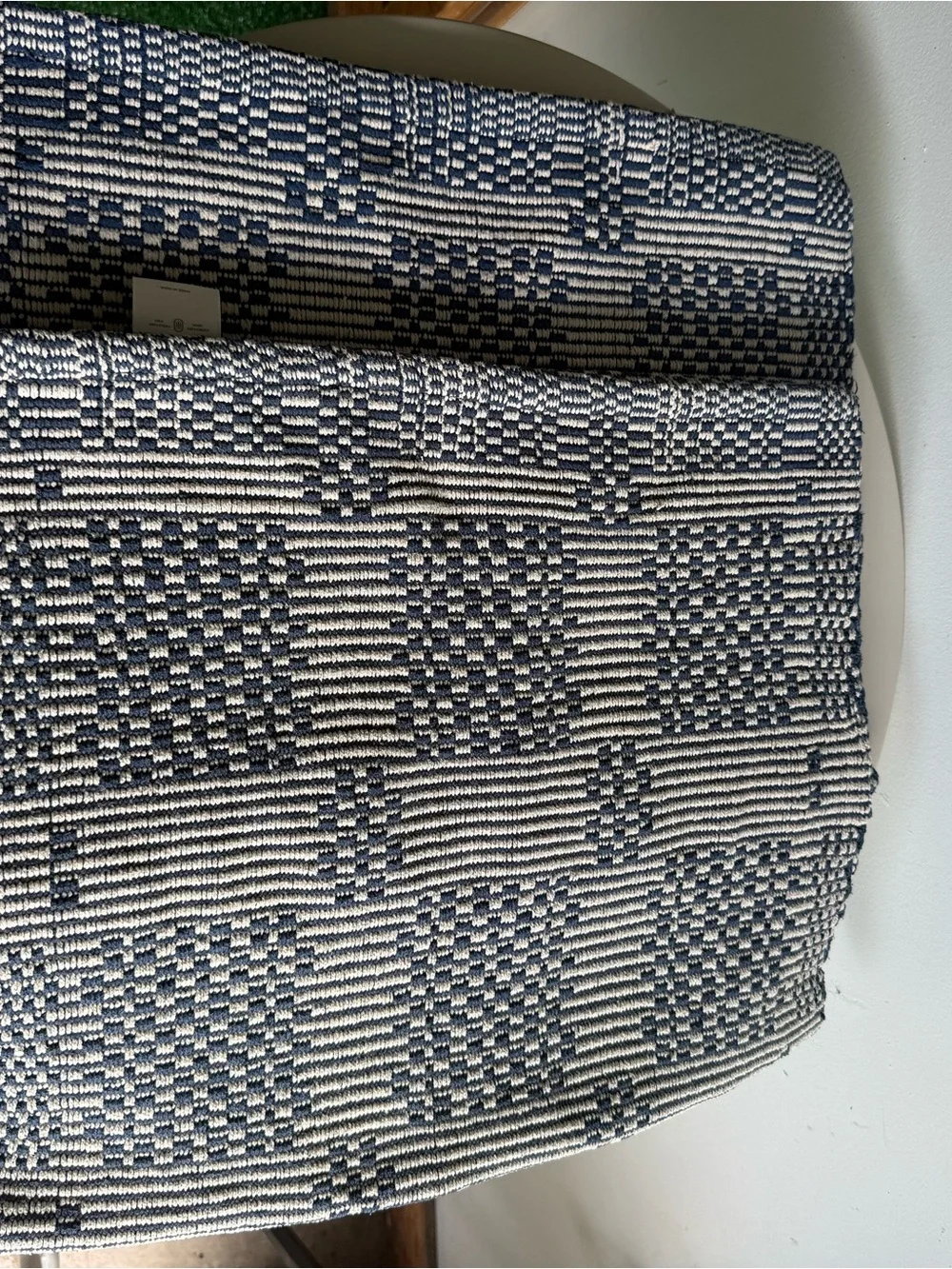 Threshold Navy Plaid Shower Curtain with Fringe